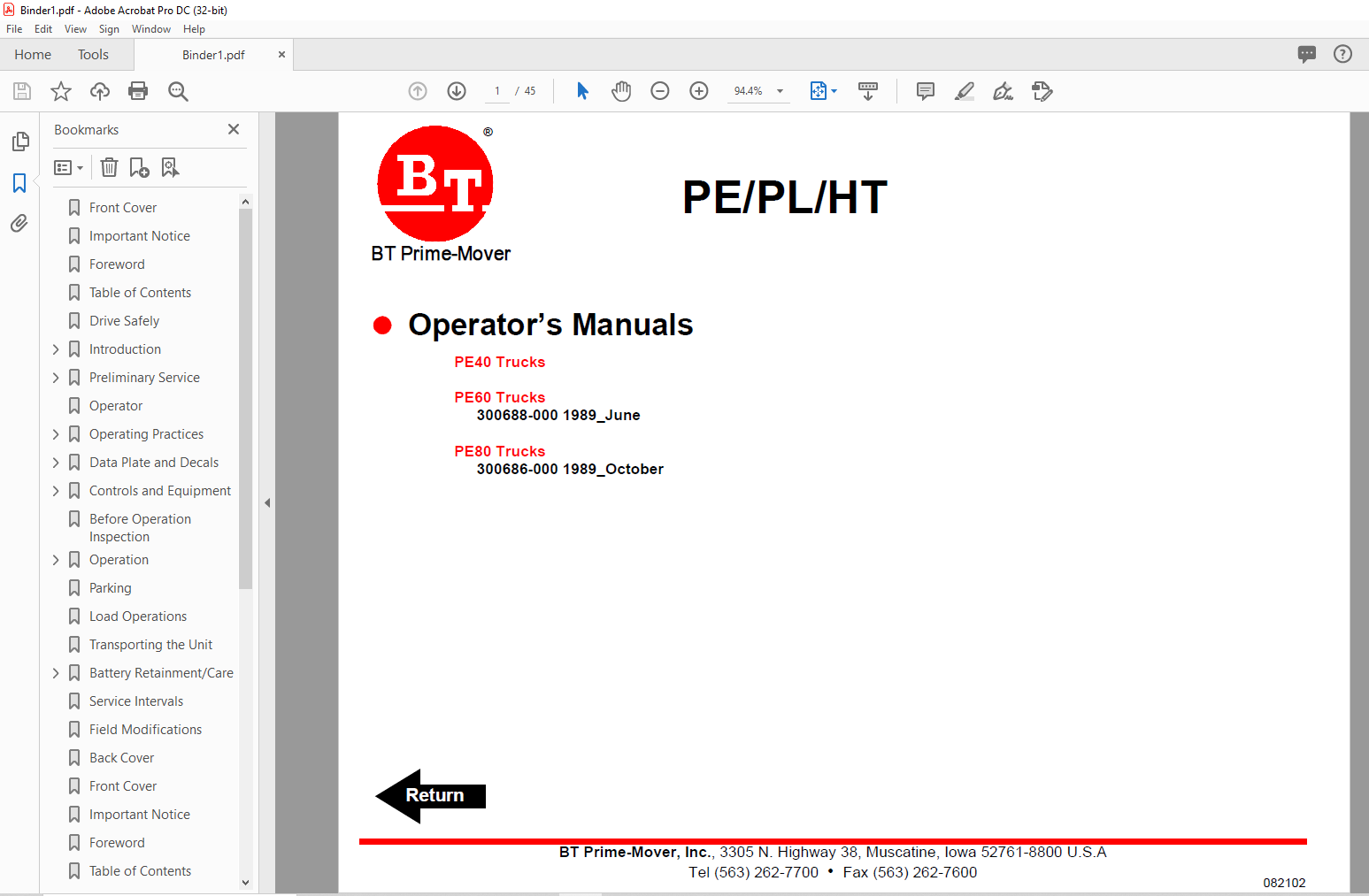 BT Lift Truck Prime-2600-Plus Hand Trucks